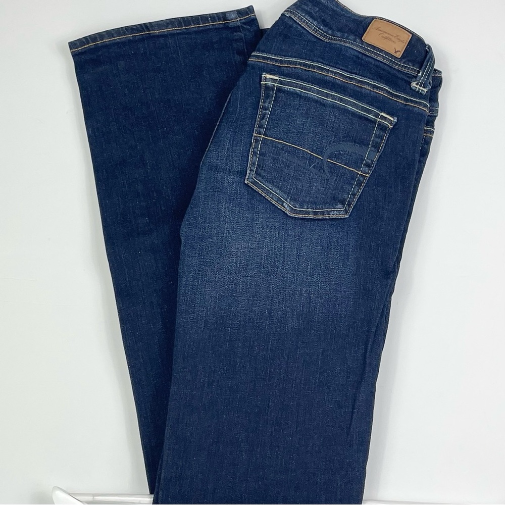 American Eagle Jeans Women’s Size 2 Slim Boot Cut Dark Wash Stretch Low Rise EUC